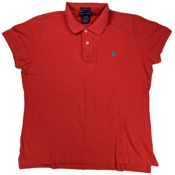 Ralph Lauren Men's Skinny Polo Shirt Short Sleeves Cotton Red w/Blue Pony Sz XL - Picture 1 of 6